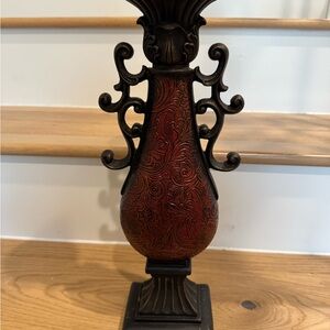 Decorative Candle Holder – Elegant Red & Bronze Design